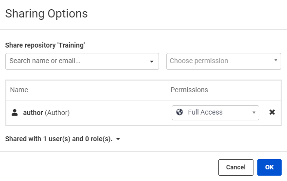 Selecting Sharing Options for a repository